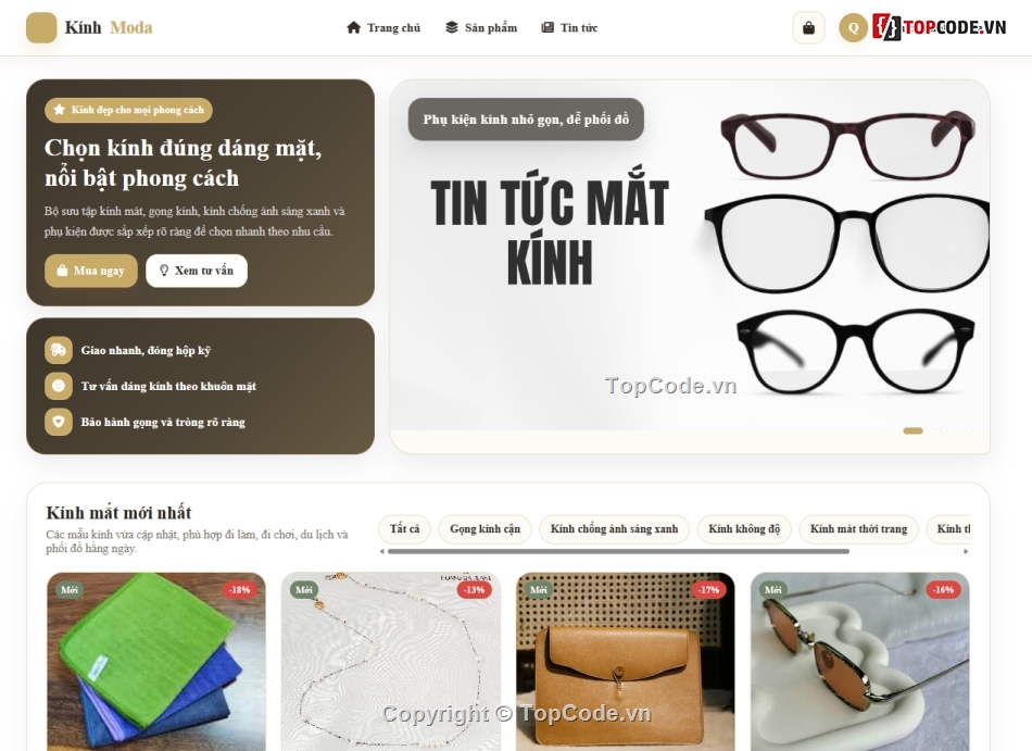 Web thời trang,bán kính,kính mắt